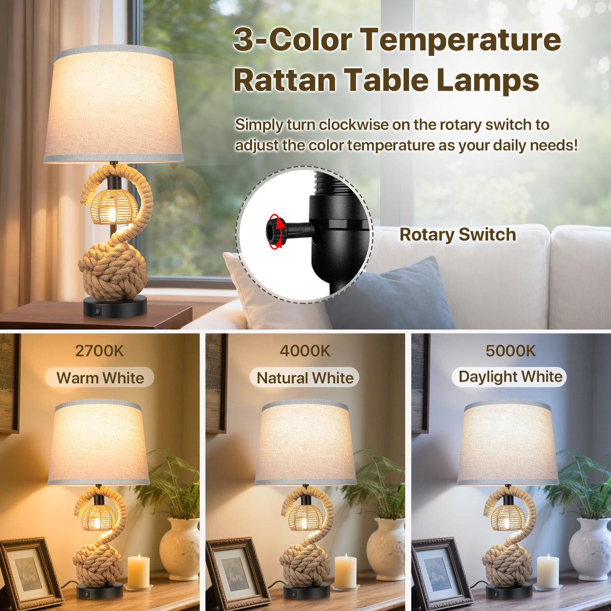 The Serena Spiral Rope Table Lamp
