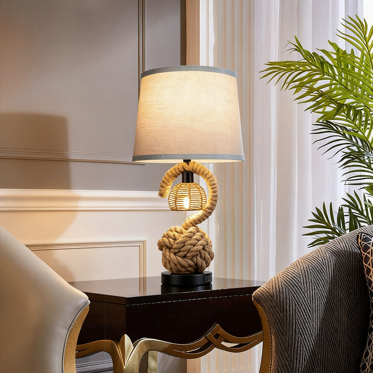 The Serena Spiral Rope Table Lamp