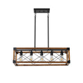 Industrial Farmhouse Wood and Iron Rectangle Chandelier