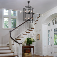 Oxwell Geometric Pendant Chandelier – black cage-frame pendant lamp, full product view on white background