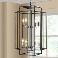Oxwell Geometric Pendant Chandelier – matte black geometric pendant light installed over dining table