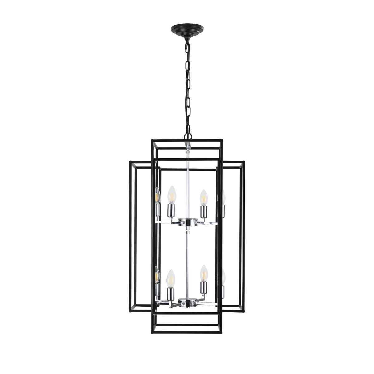 Oxwell Geometric Pendant Chandelier in Black & Chrome – pendant lamp color variant thumbnail
