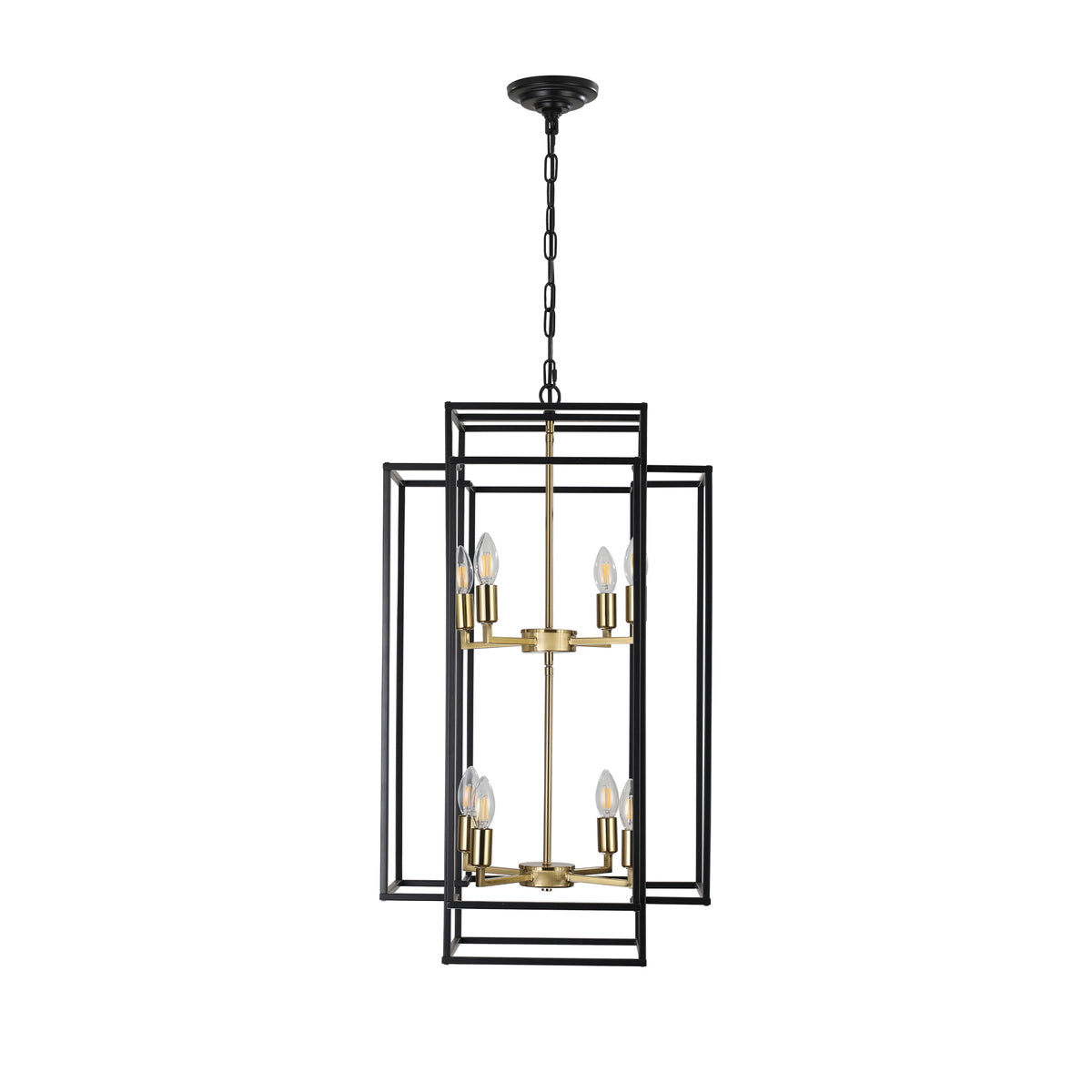 Oxwell Geometric Pendant Chandelier in Black & Gold – pendant lamp color variant thumbnail