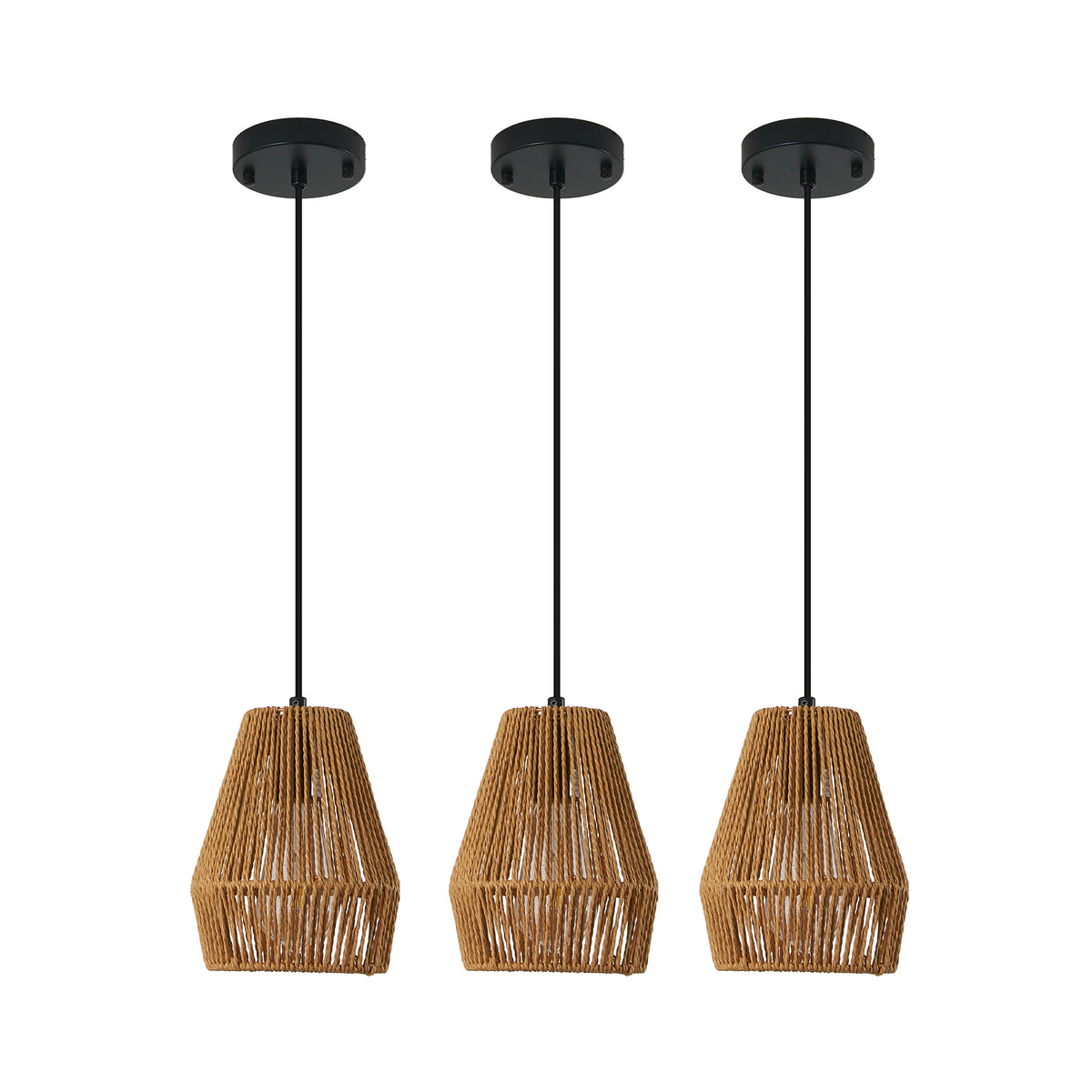 The Rowan Hemp Rope Pendant Light Set (Set of 3)