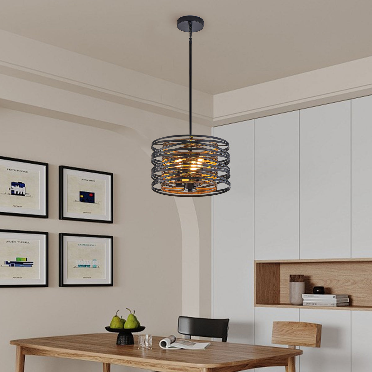 Rustic Industrial Cage Pendant Light