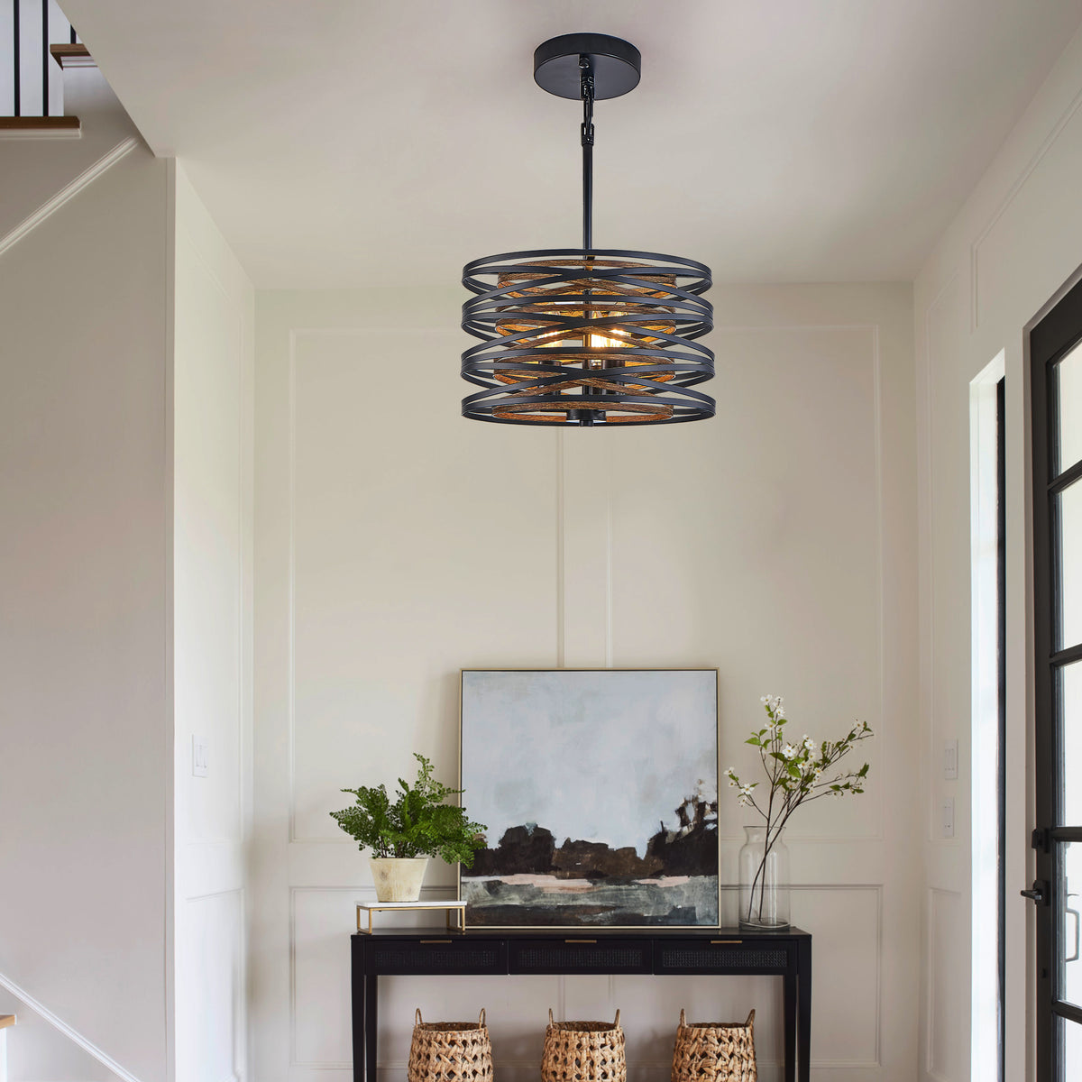 Rustic Industrial Cage Pendant Light