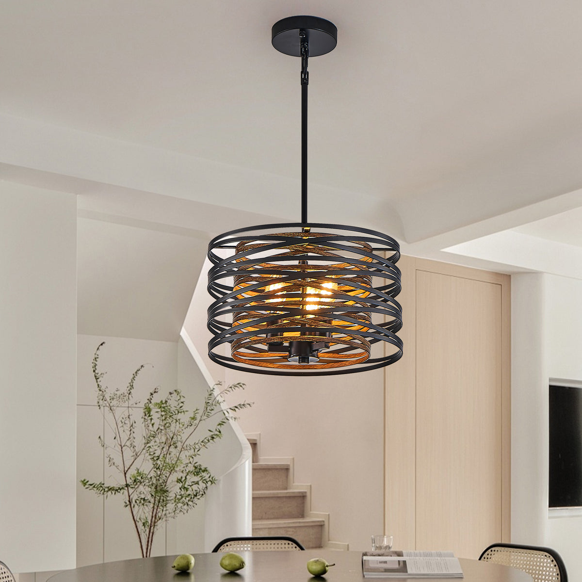 Rustic Industrial Cage Pendant Light