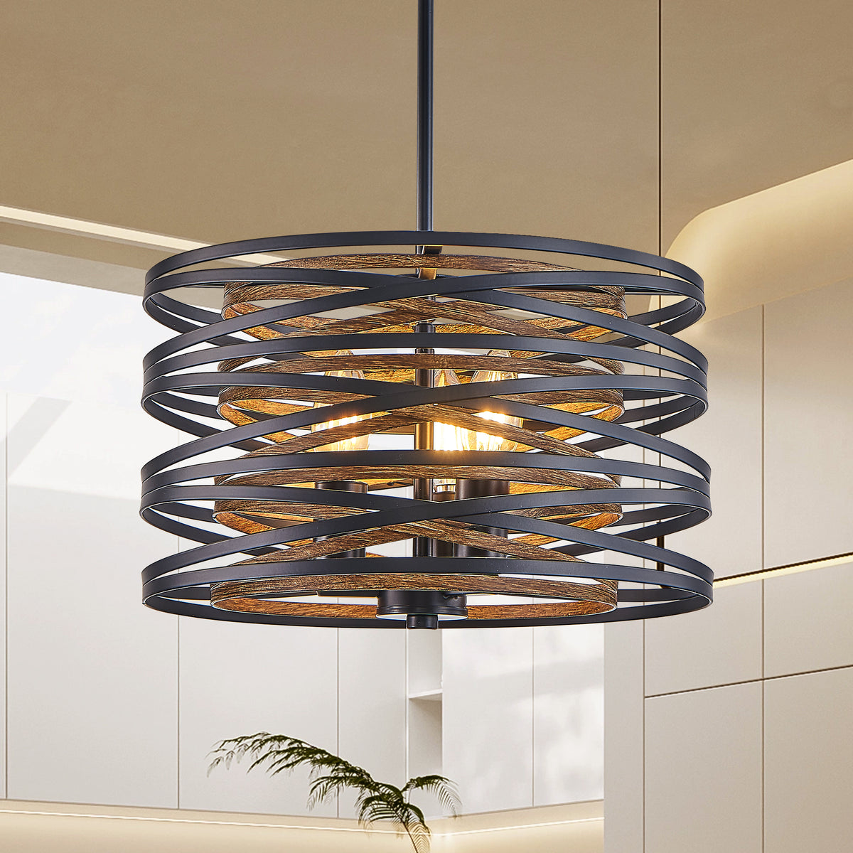 Rustic Industrial Cage Pendant Light