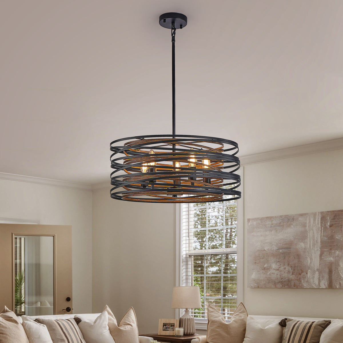 Rustic Industrial Cage Pendant Light