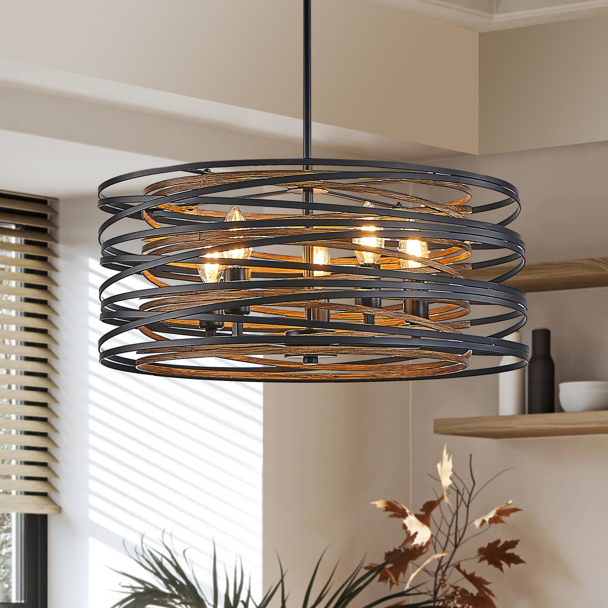 Rustic Industrial Cage Pendant Light