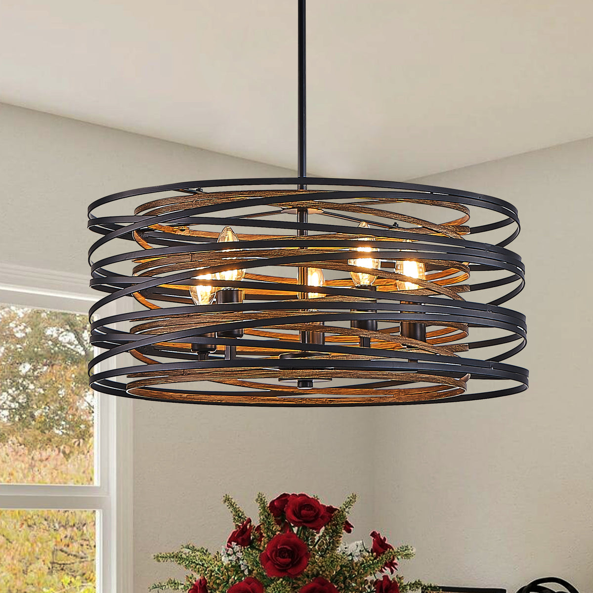 Rustic Industrial Cage Pendant Light