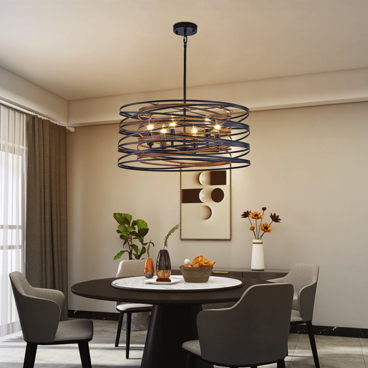 Rustic Industrial Cage Pendant Light