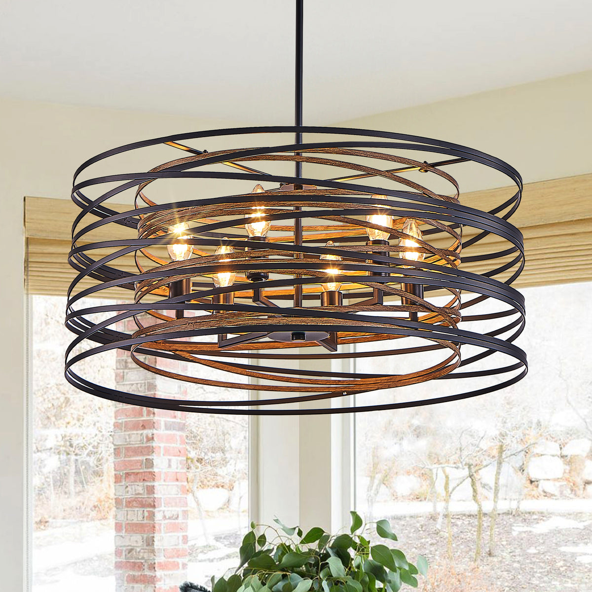 Rustic Industrial Cage Pendant Light