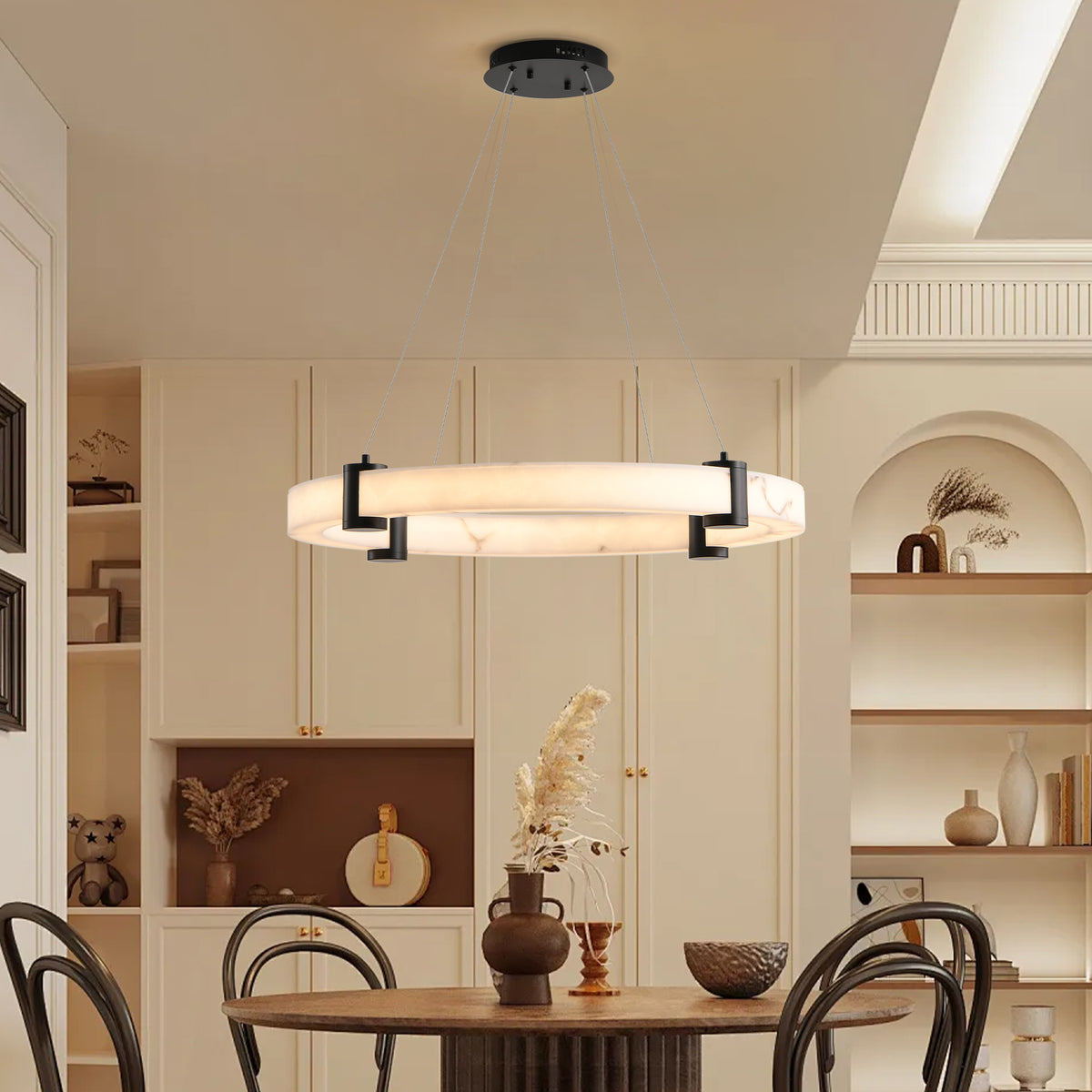 The Verona Marble-Finish Ring Pendant Light