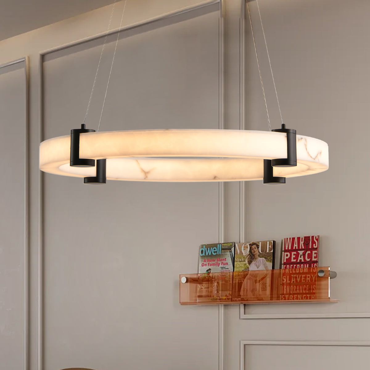 The Verona Marble-Finish Ring Pendant Light