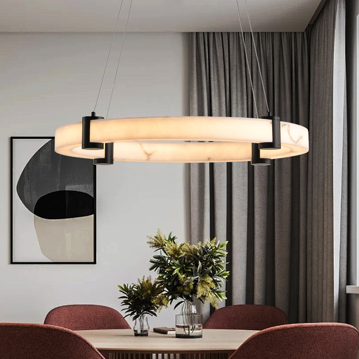 The Verona Marble-Finish Ring Pendant Light