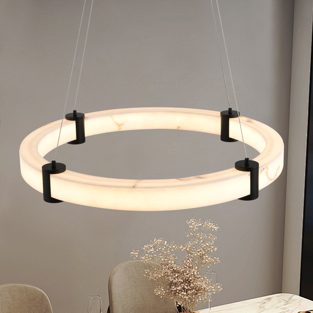 The Verona Marble-Finish Ring Pendant Light