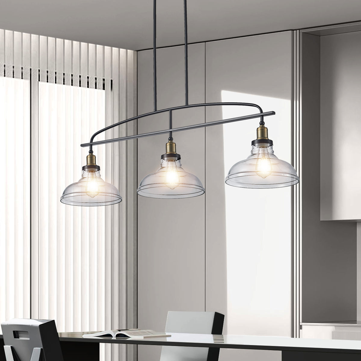 The Holbrook Industrial Glass Pendant Chandelier
