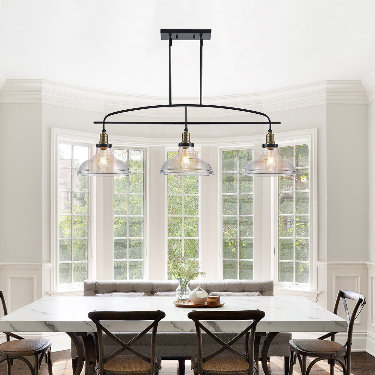 The Holbrook Industrial Glass Pendant Chandelier