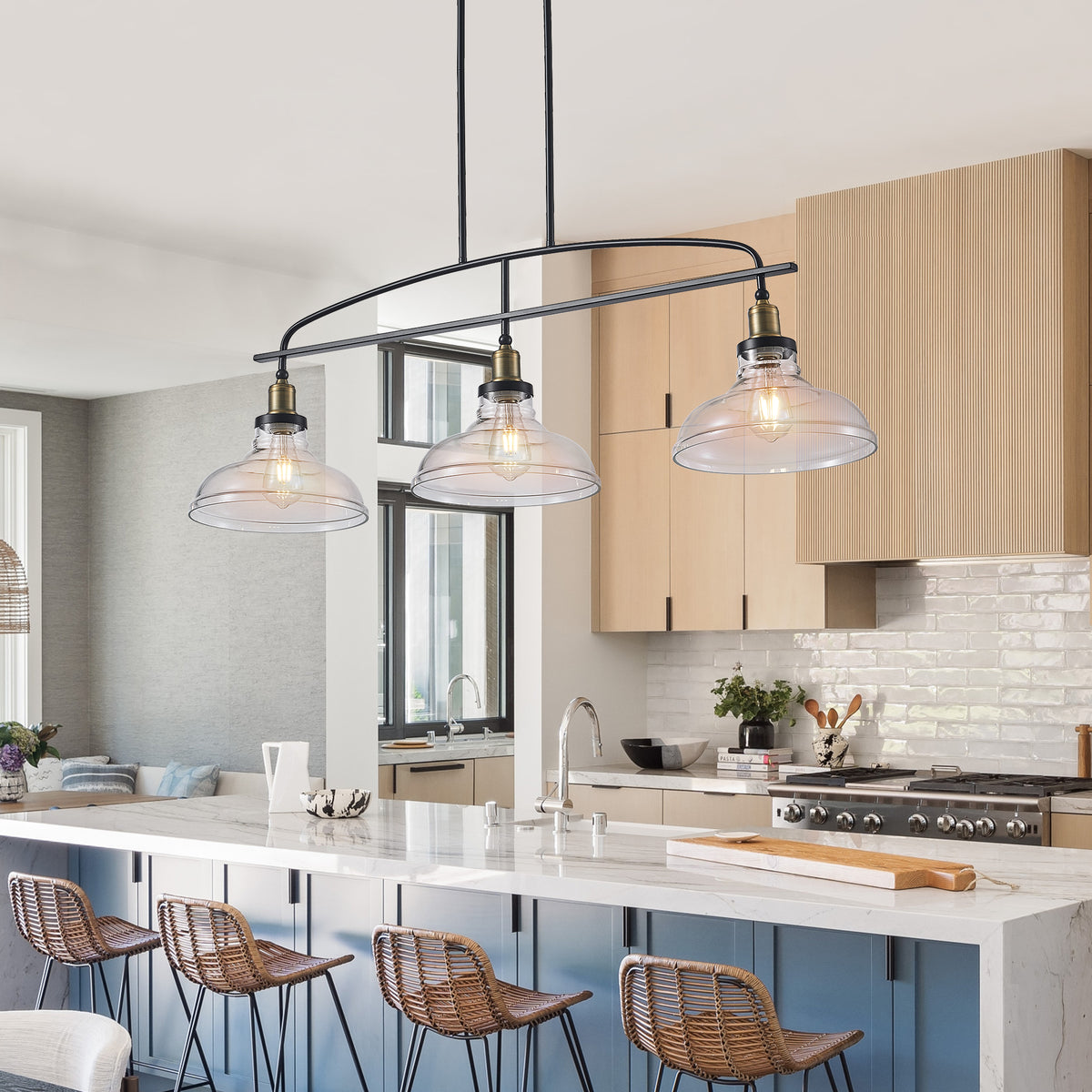 The Holbrook Industrial Glass Pendant Chandelier