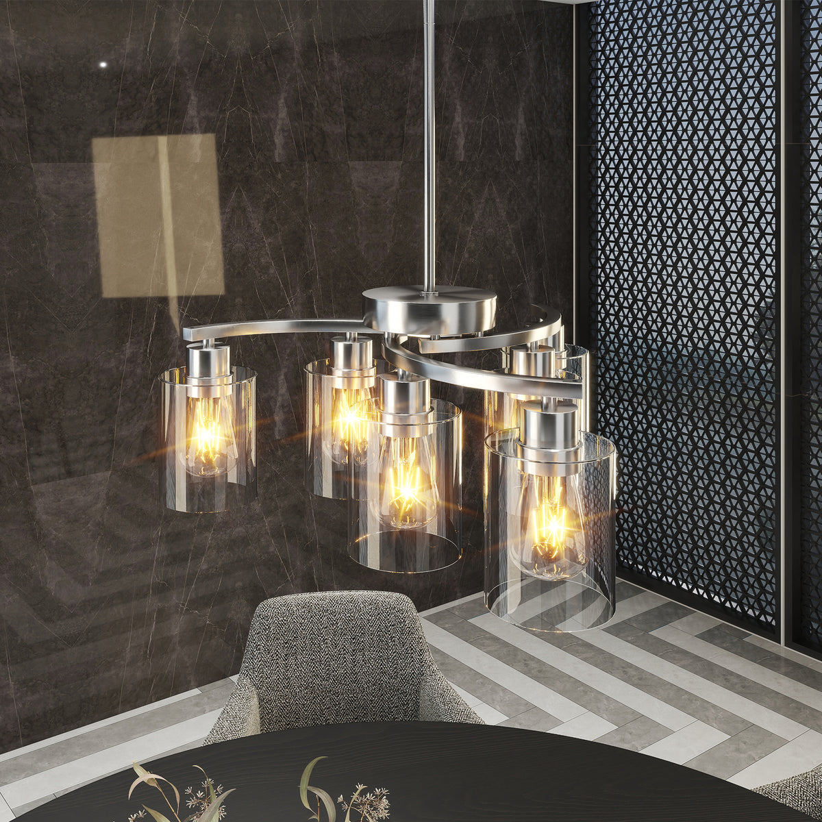 The Sheridan Industrial Glass Chandelier