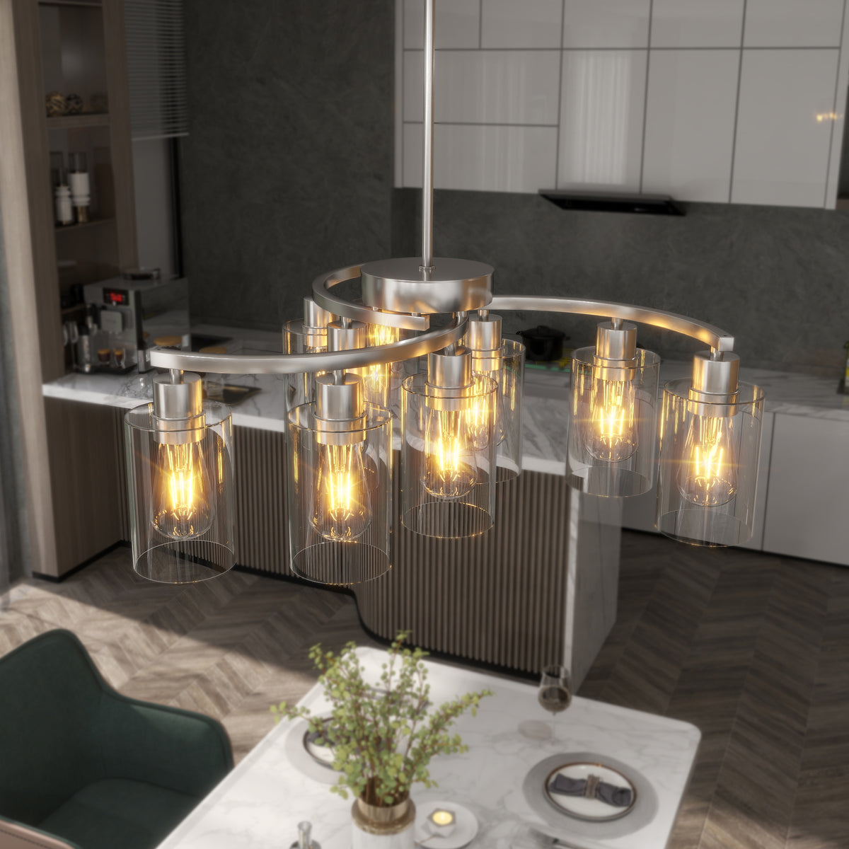 The Sheridan Industrial Glass Chandelier