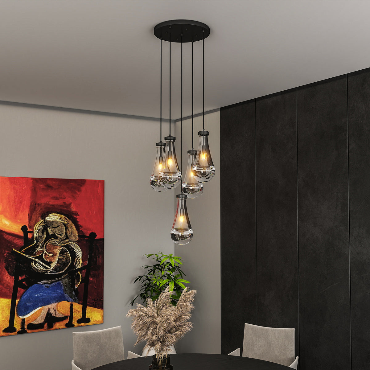 The Delacroix Raindrop Cluster Pendant Chandelier