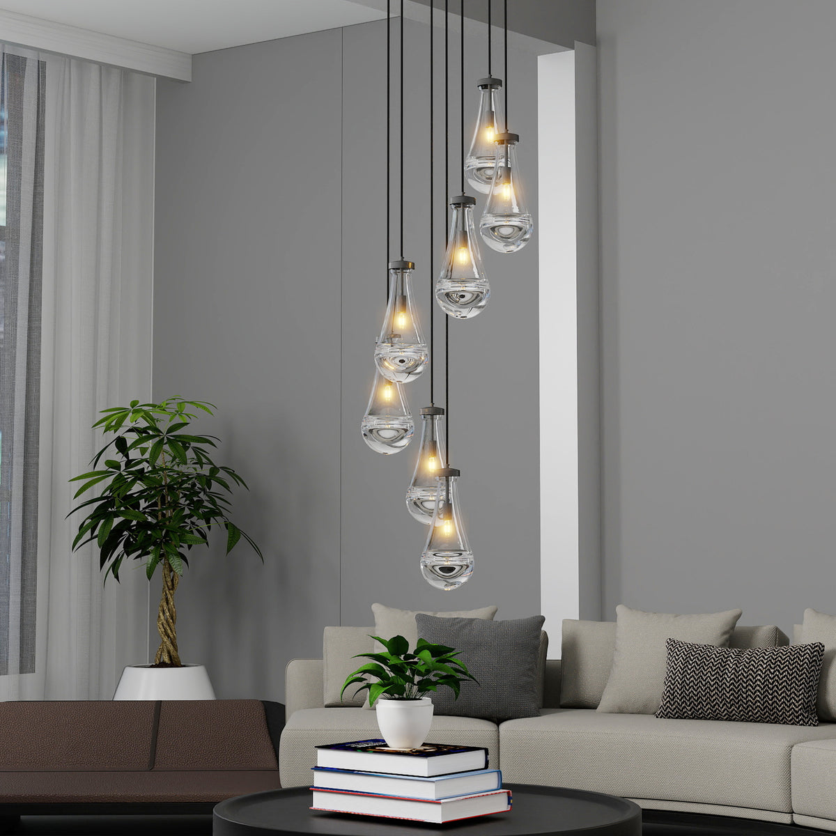 The Delacroix Raindrop Cluster Pendant Chandelier