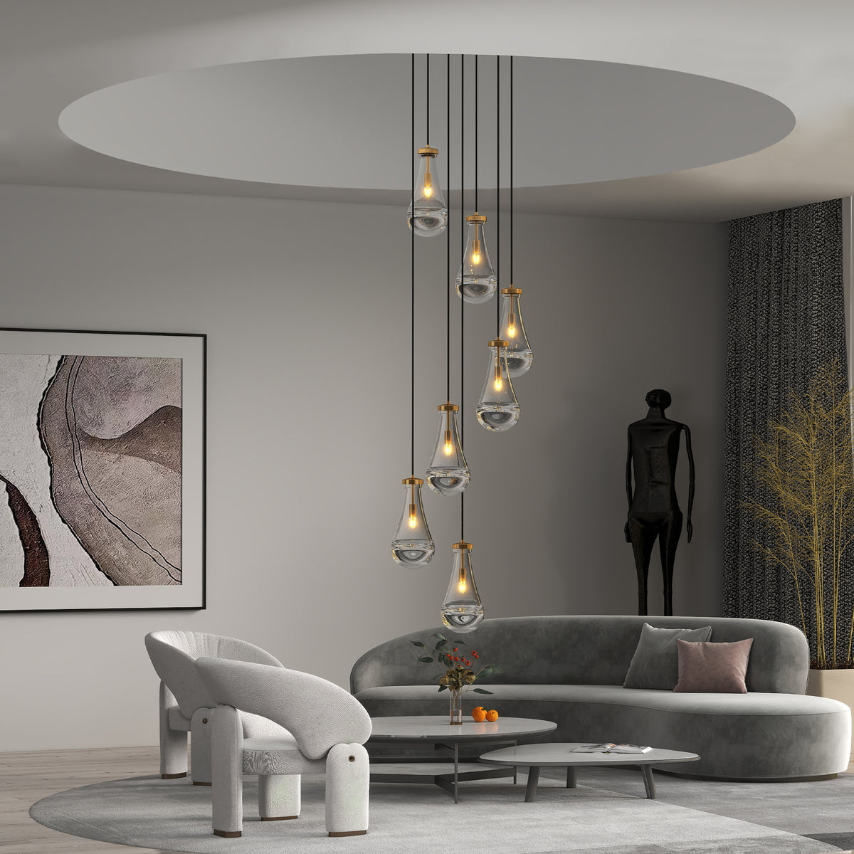 The Delacroix Raindrop Cluster Pendant Chandelier