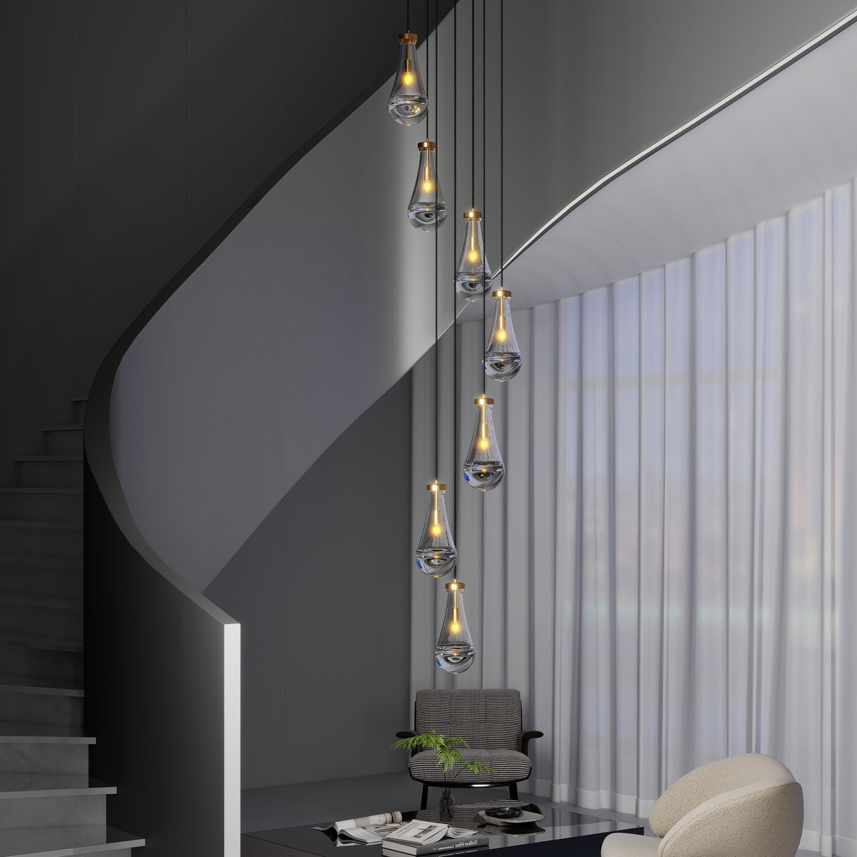 The Delacroix Raindrop Cluster Pendant Chandelier
