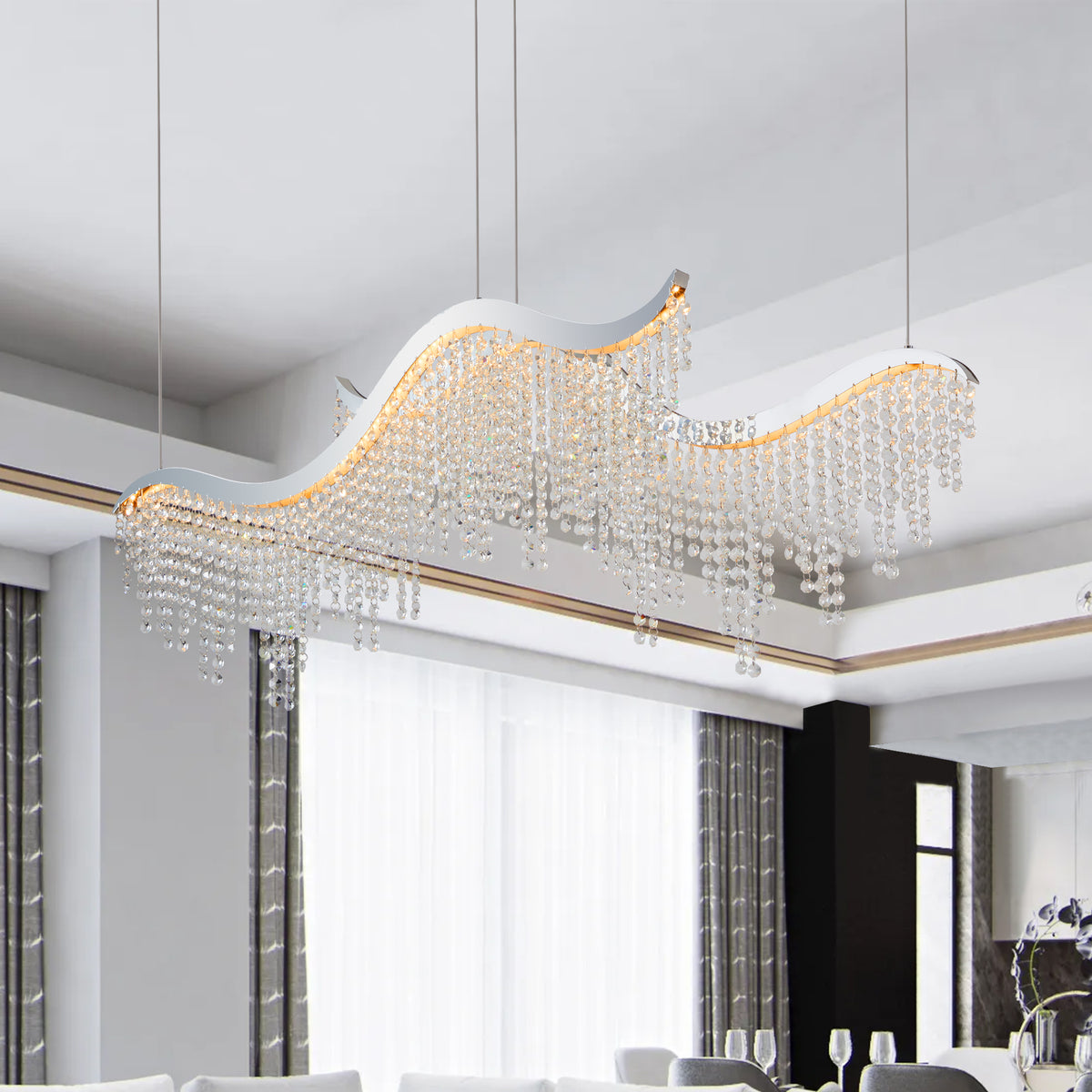 The Celestine Wave Crystal LED Chandelier