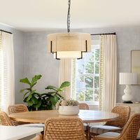 The Sutton Woven Rattan Drum Chandelier