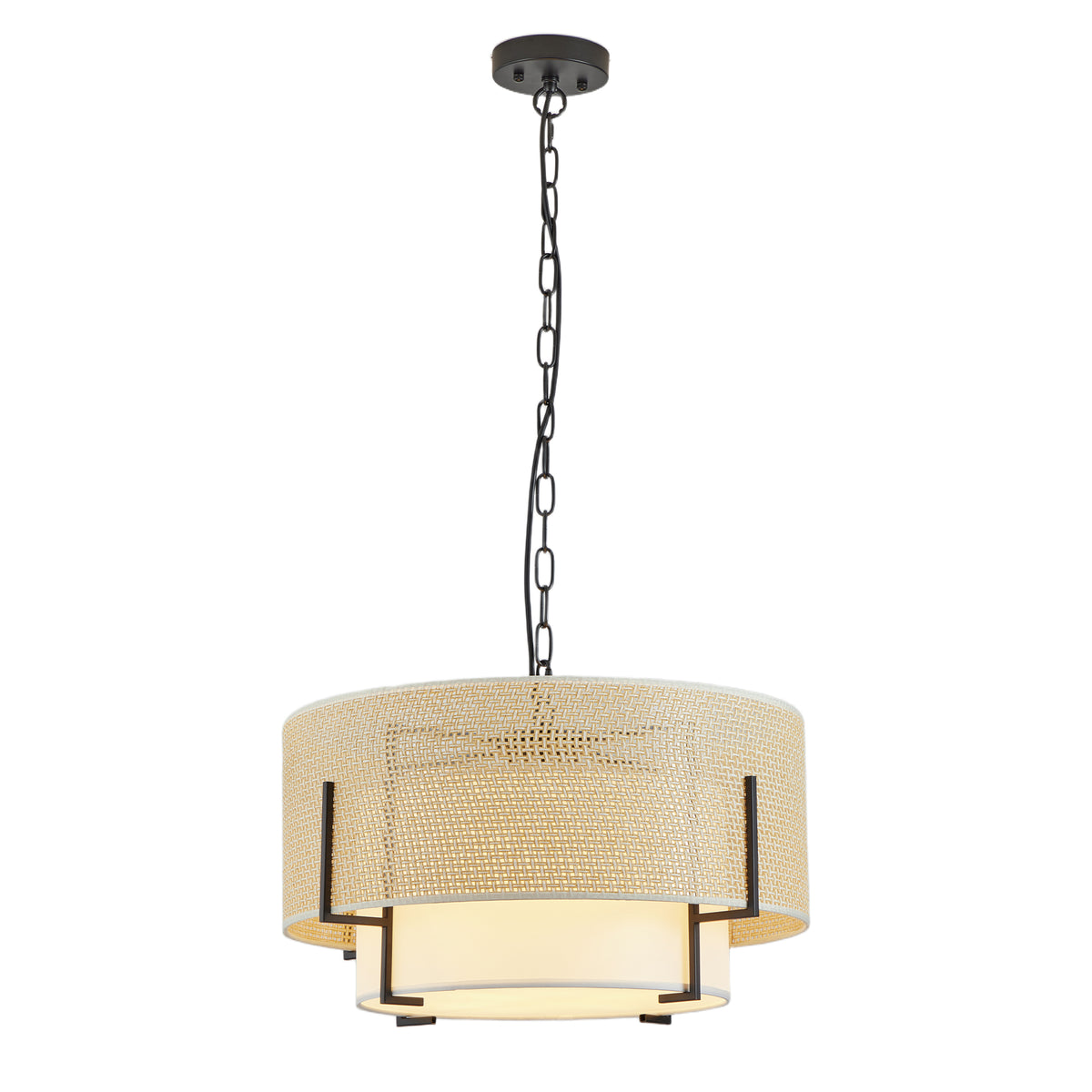 The Sutton Woven Rattan Drum Chandelier