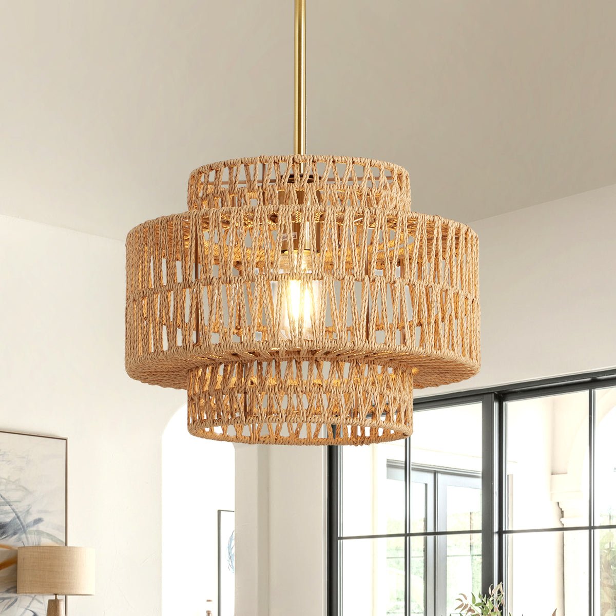 The Larkin Hand-Woven Rattan Pendant Light