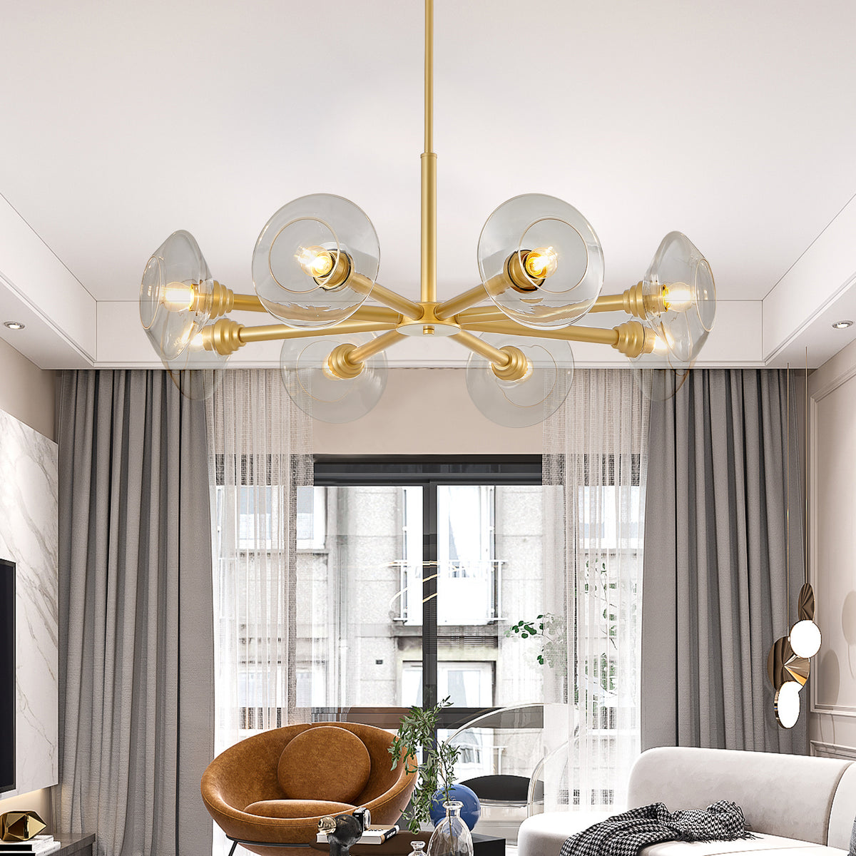 Modern Gold Sputnik Chandelier