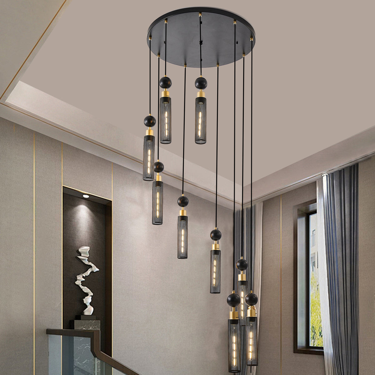 The Bexley Mesh Cylinder Multi-Light Chandelier
