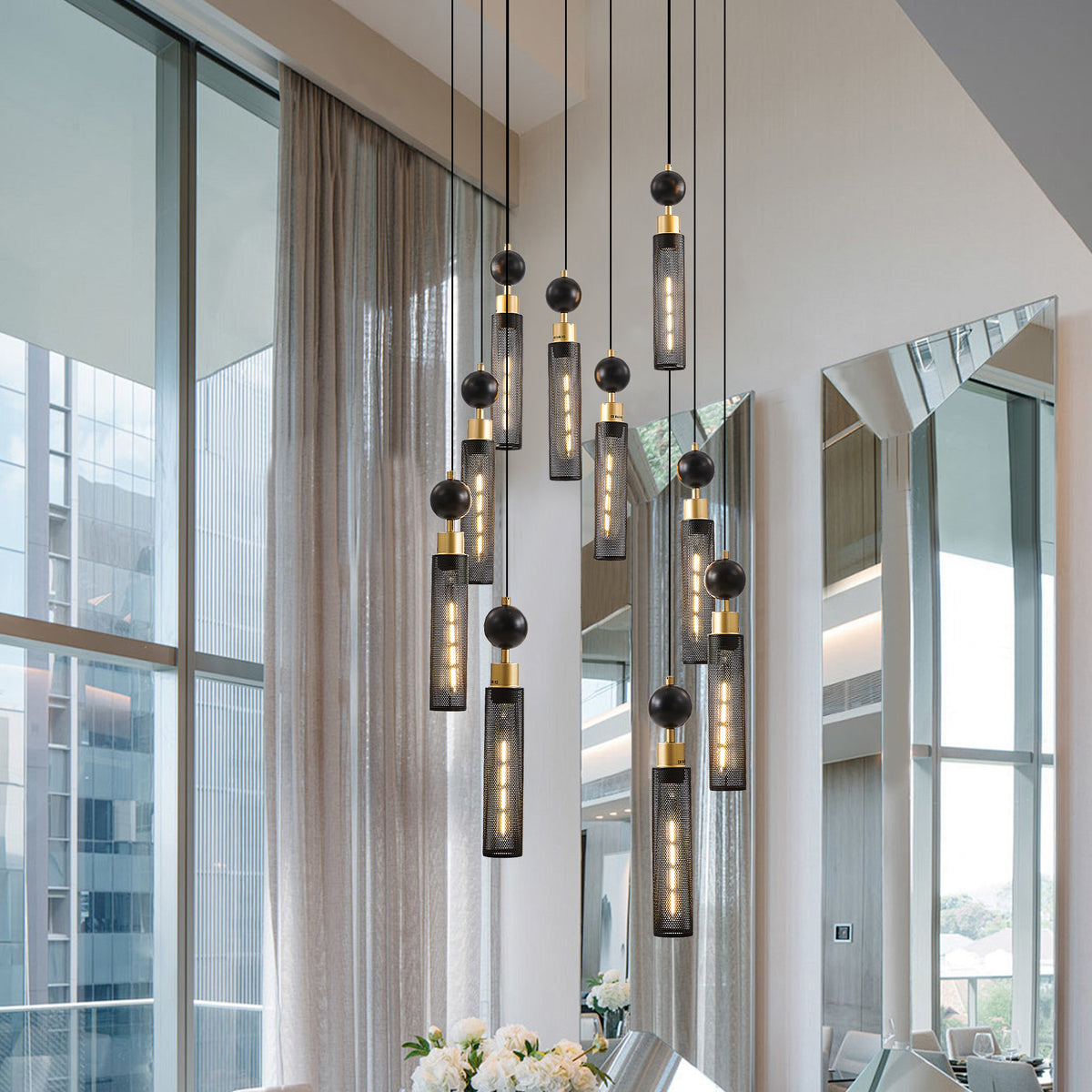 The Bexley Mesh Cylinder Multi-Light Chandelier