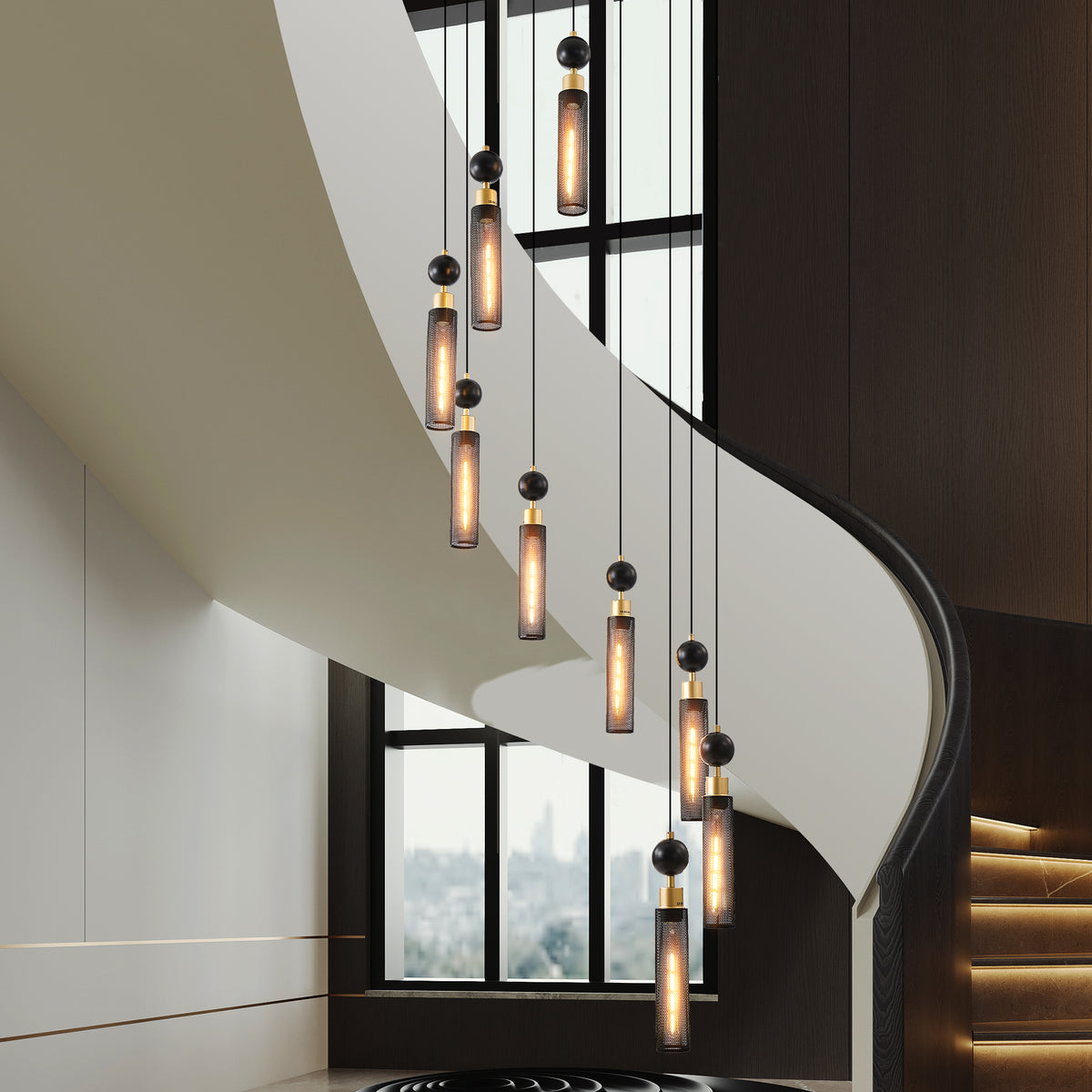 The Bexley Mesh Cylinder Multi-Light Chandelier