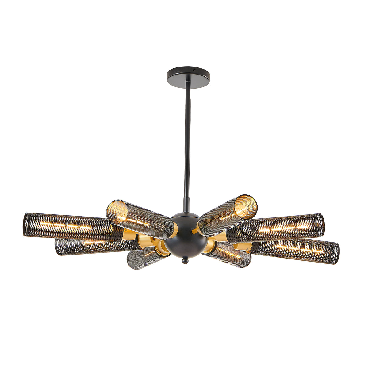Modern Industrial Black and Gold Sputnik Chandelier