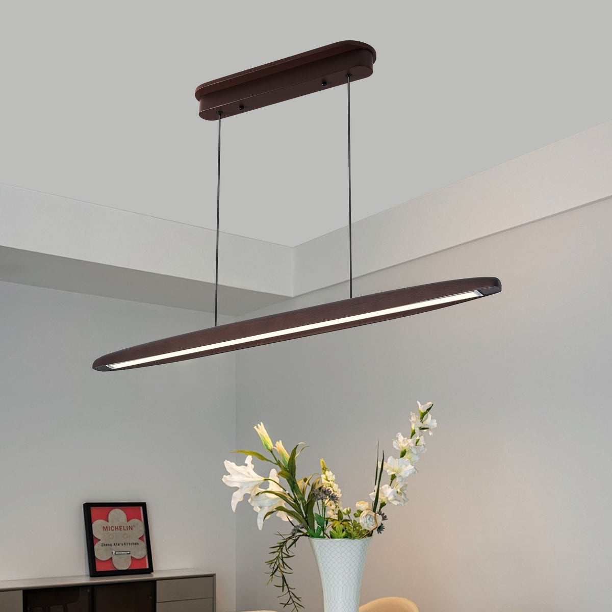 The Solstice Streamline Wood LED Pendant Light
