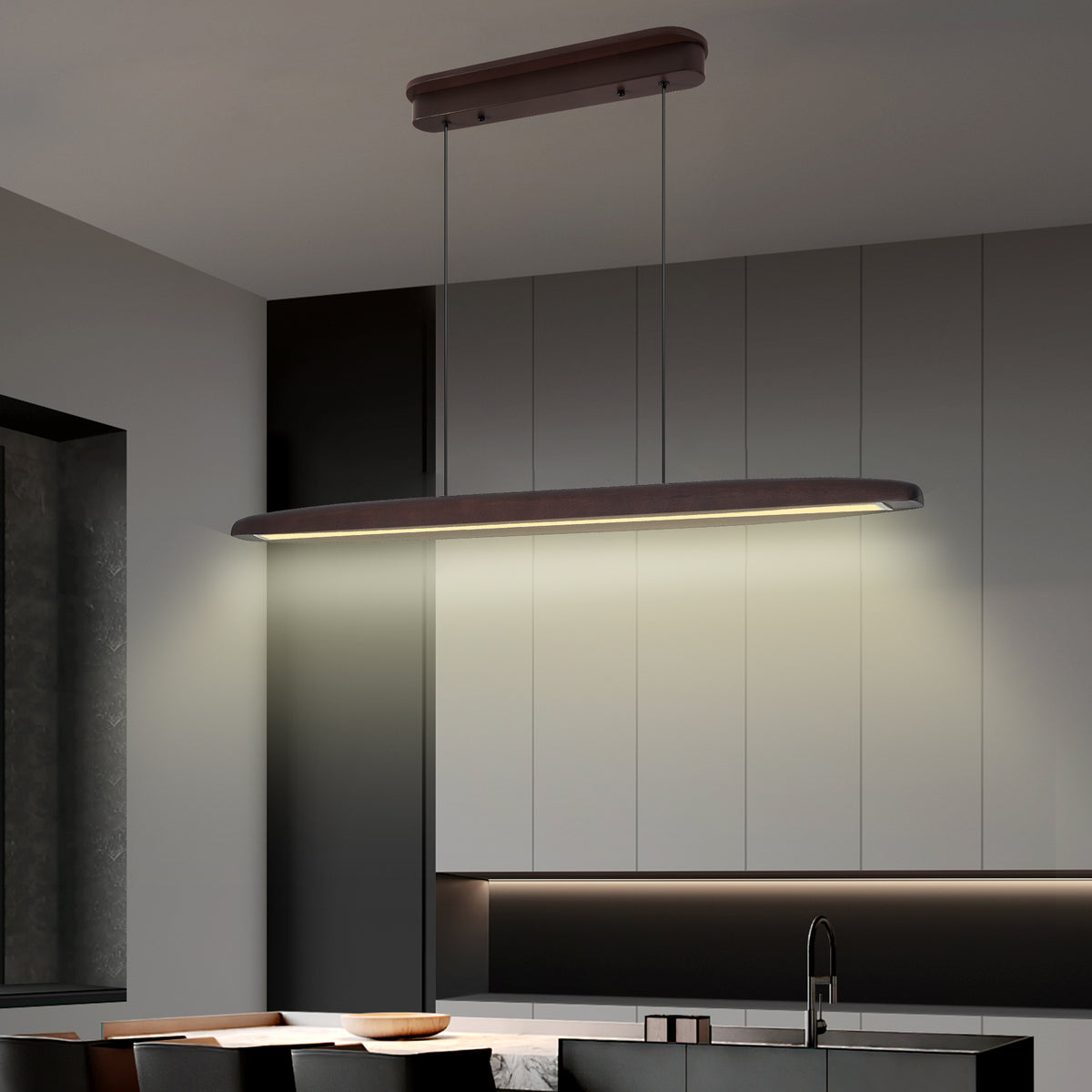 The Solstice Streamline Wood LED Pendant Light