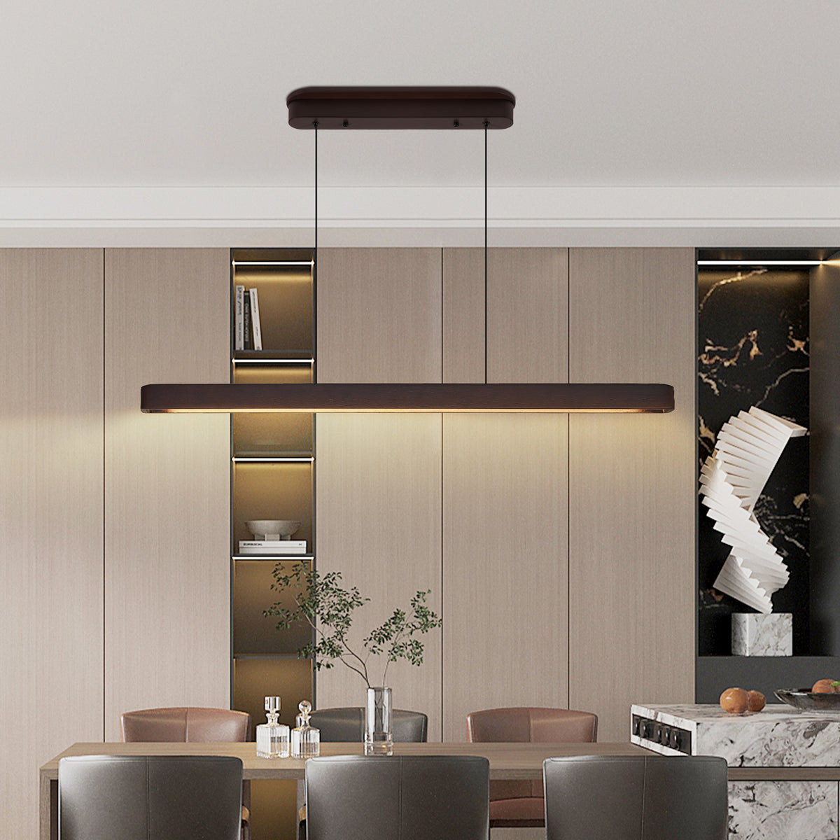 The Amara Walnut Wood LED Pendant Light