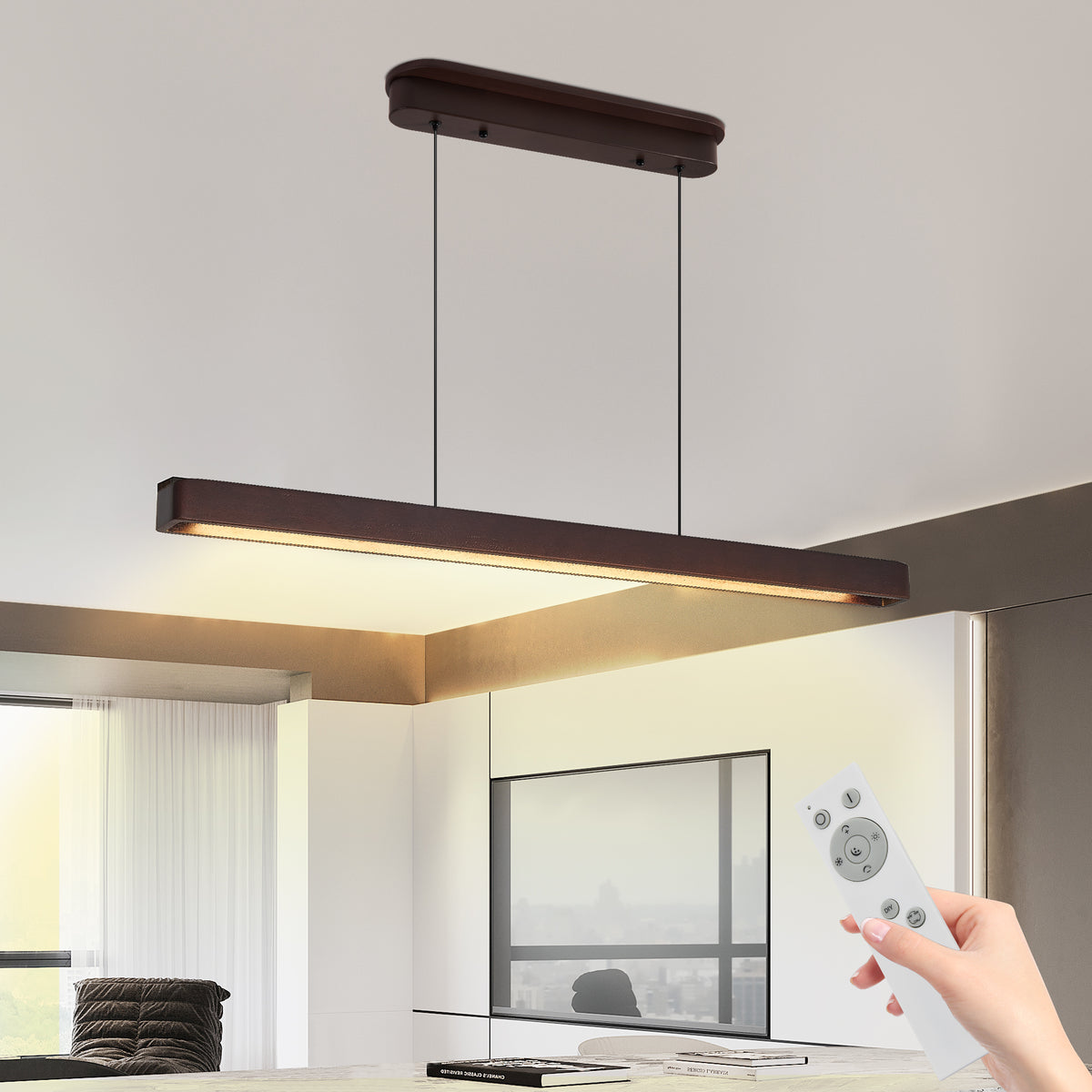 The Amara Walnut Wood LED Pendant Light