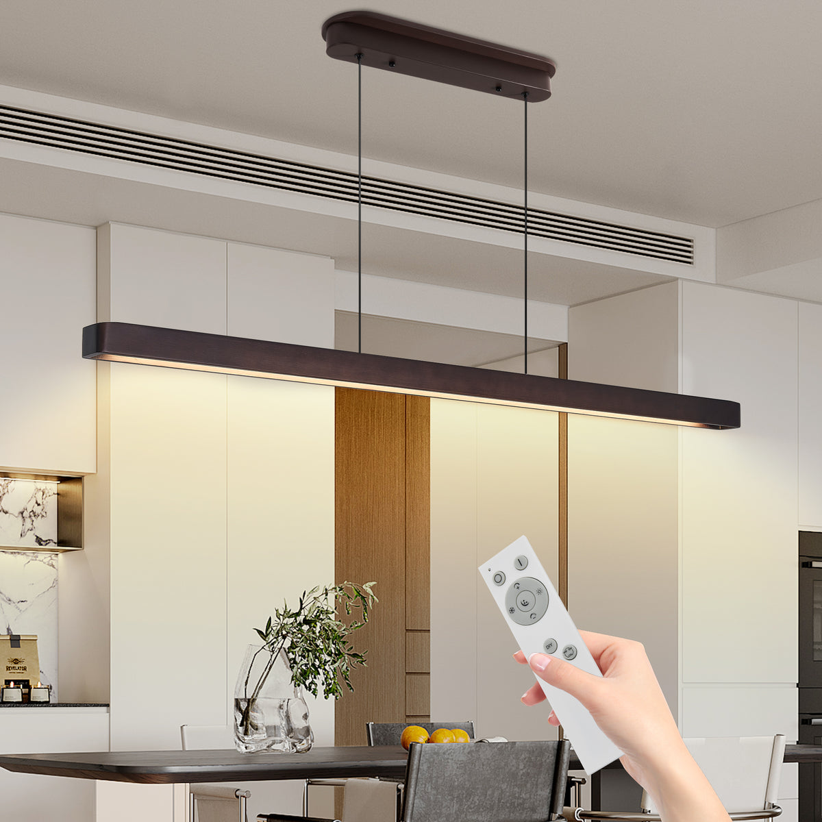 The Amara Walnut Wood LED Pendant Light