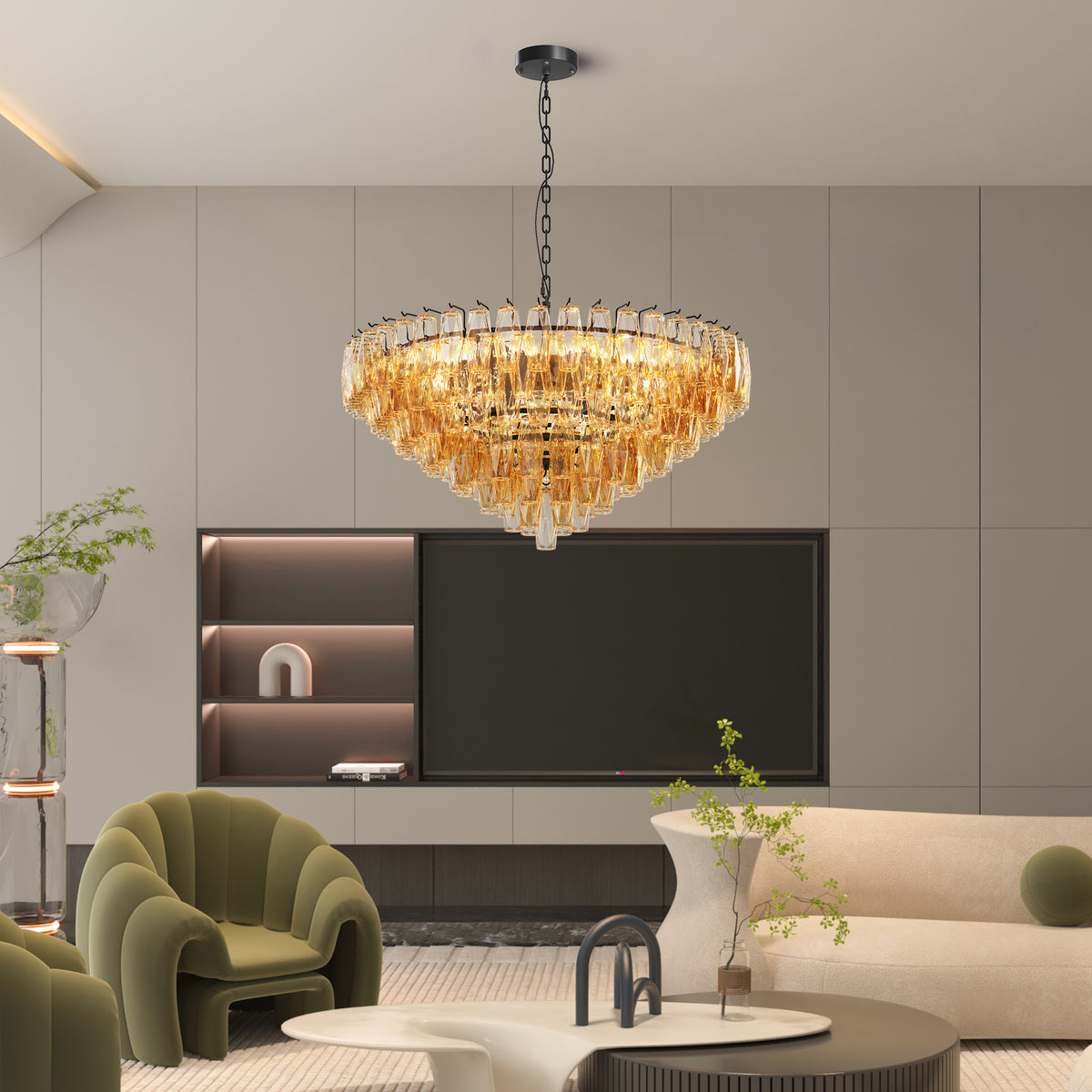 The Marguerite Tiered Smoke Glass Chandelier