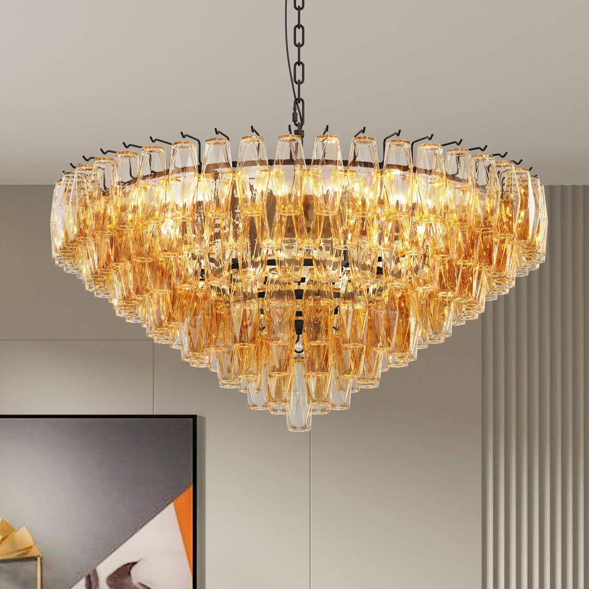The Marguerite Tiered Smoke Glass Chandelier