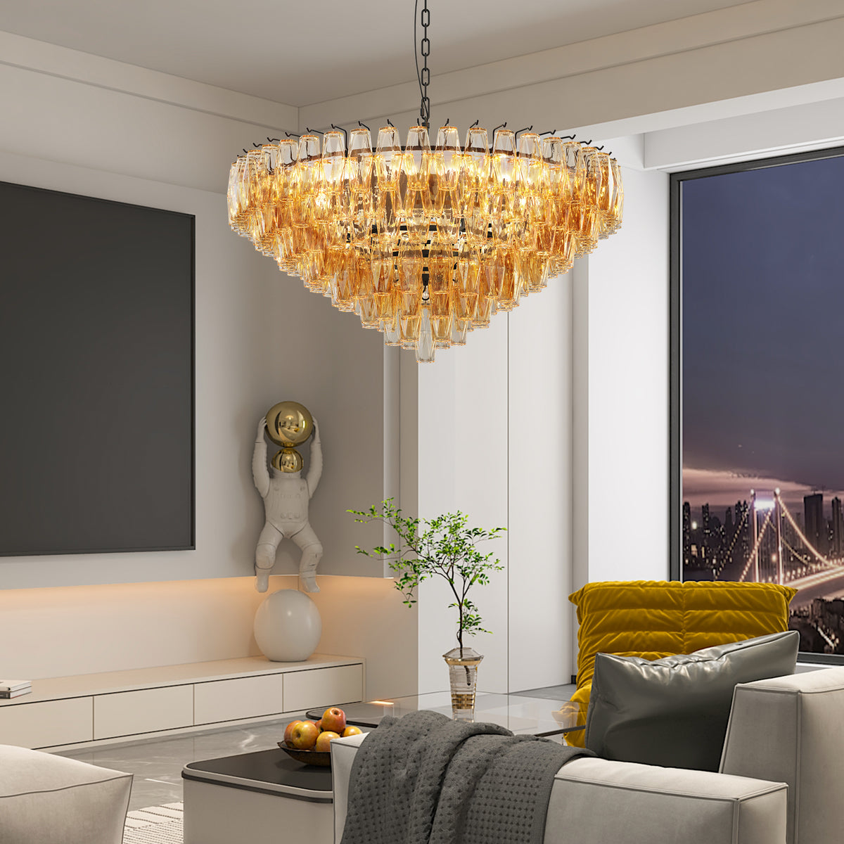 The Marguerite Tiered Smoke Glass Chandelier