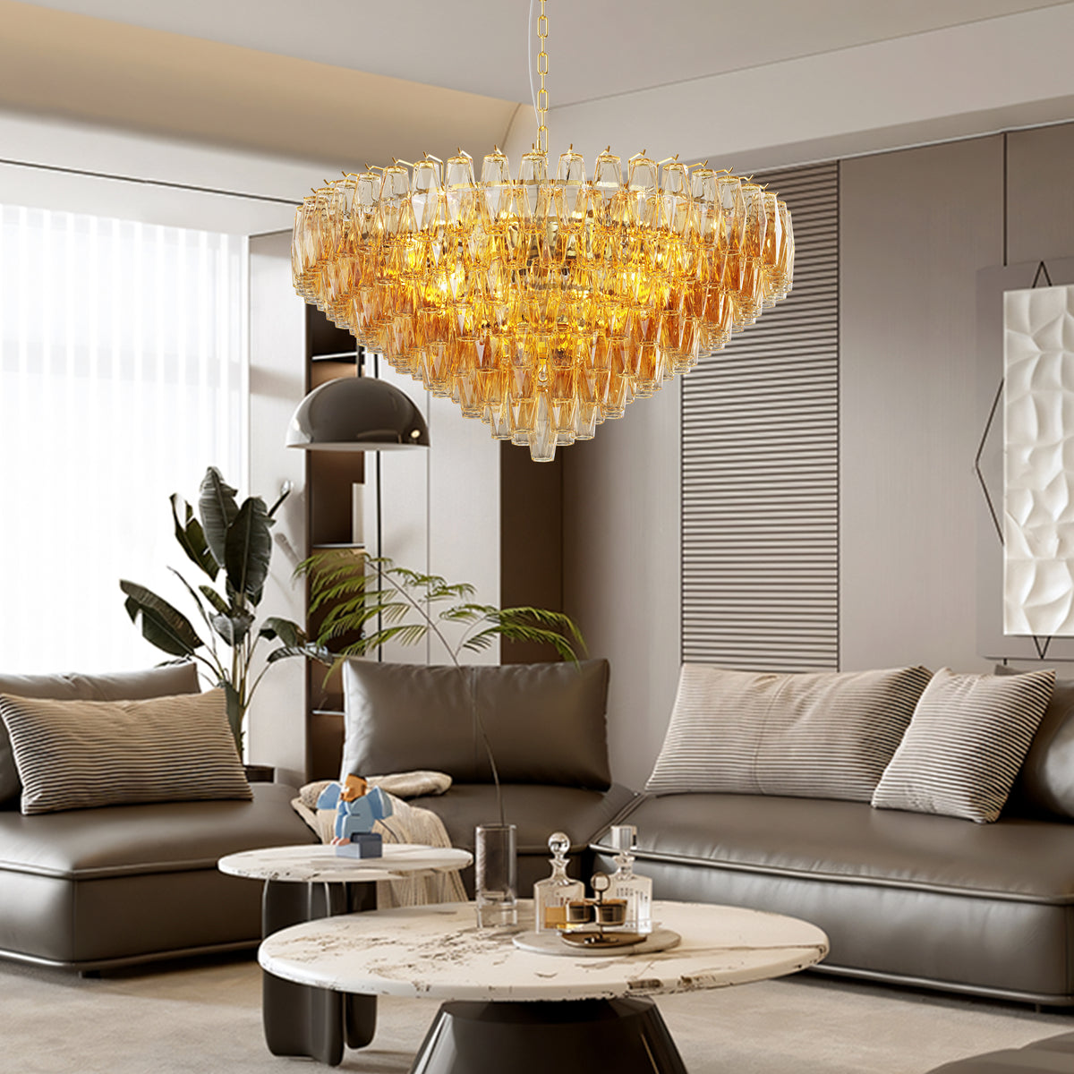 The Marguerite Tiered Smoke Glass Chandelier