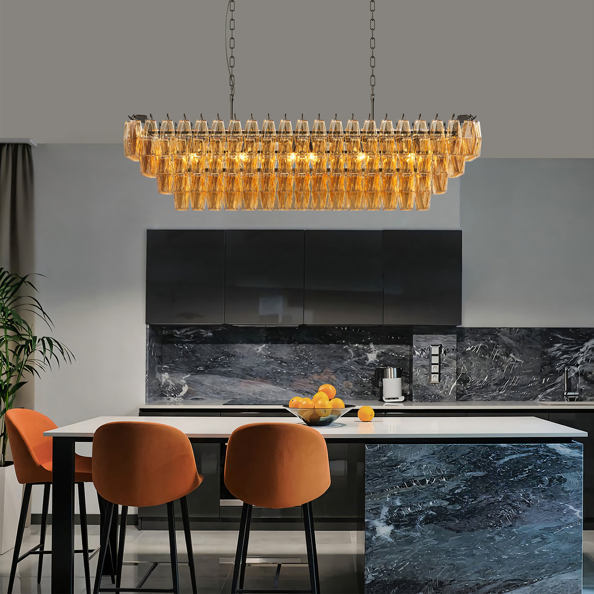 The Marguerite Tiered Smoke Glass Chandelier