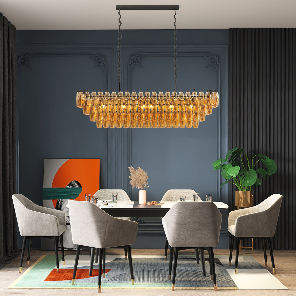 The Marguerite Tiered Smoke Glass Chandelier